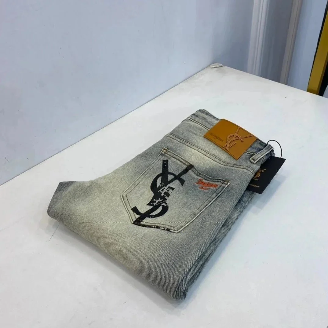 YSL Monogram Grey Jeans