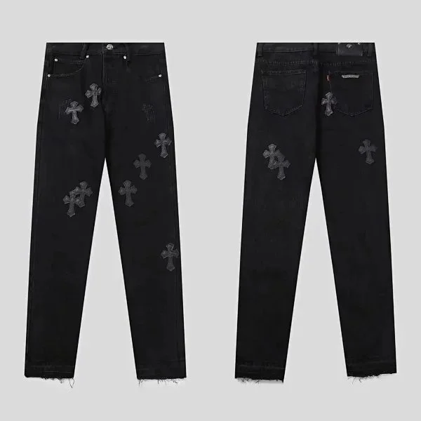 Chrome Hearts Cross Embroidered Black Jeans