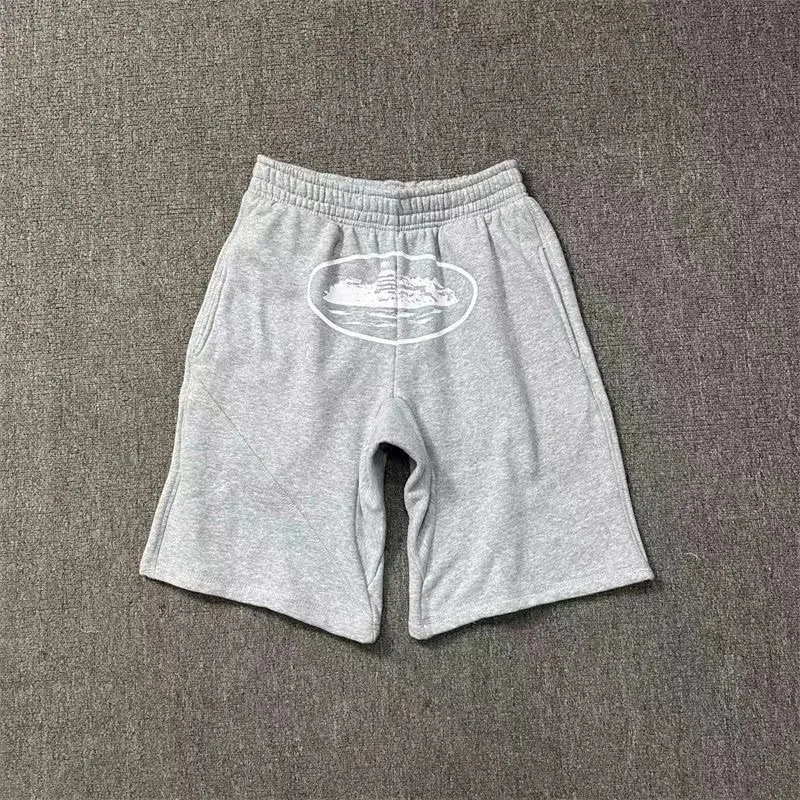 Grey Graphic Print Sweat Shorts
