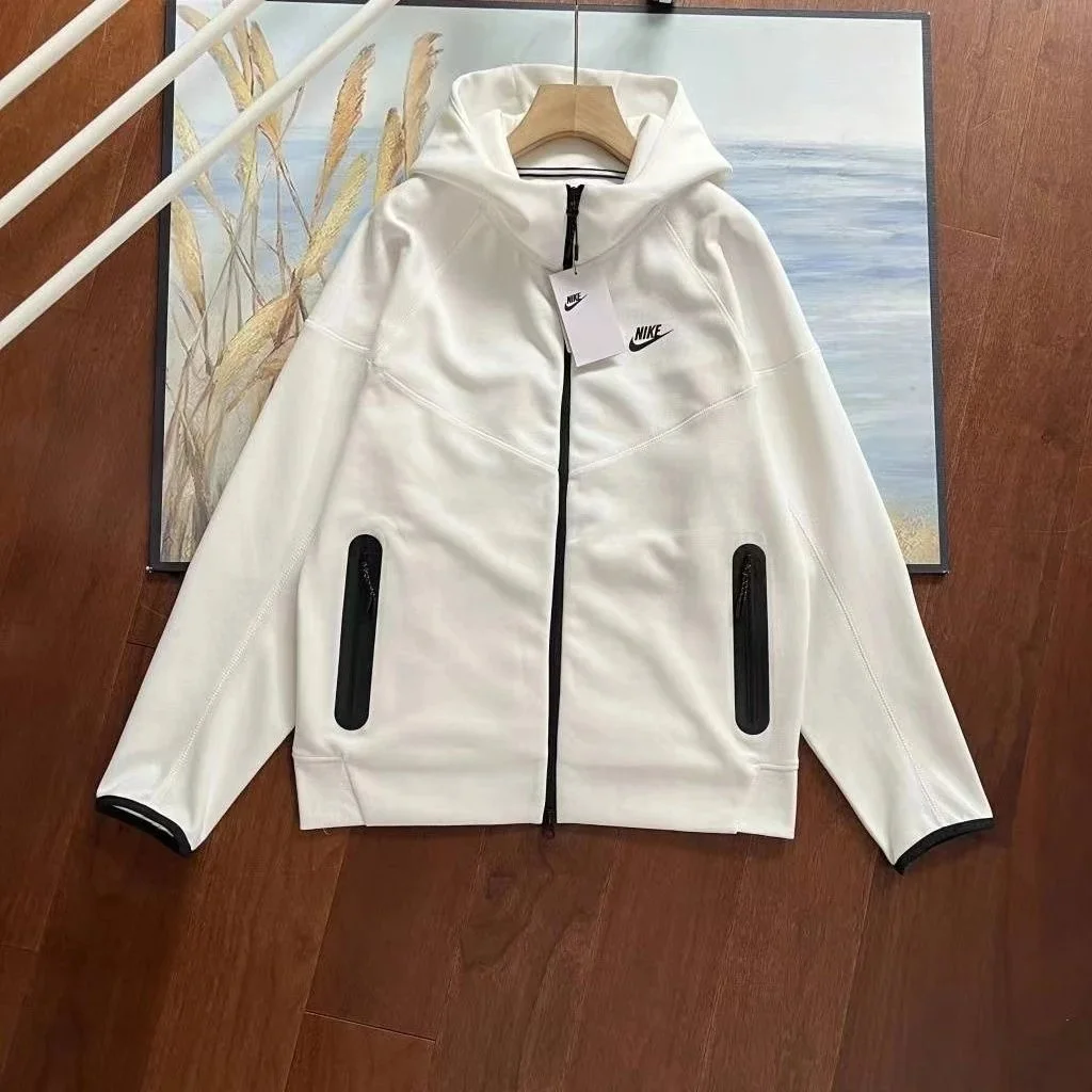 Nike Tech Fleece White Hooded Jacket