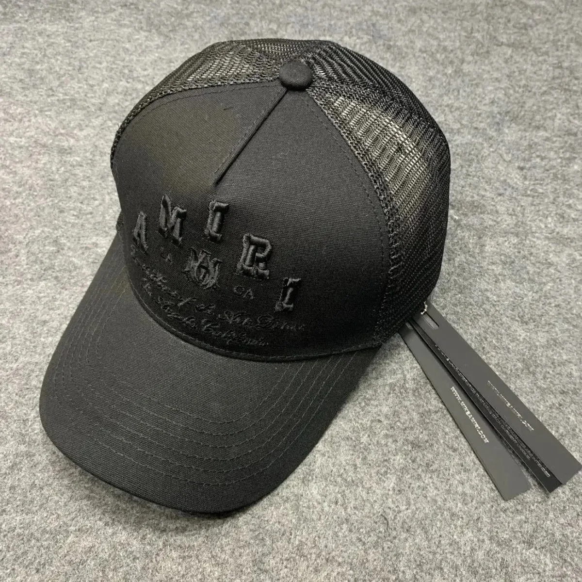 Amiri Black Trucker Cap with Embroidered Logo