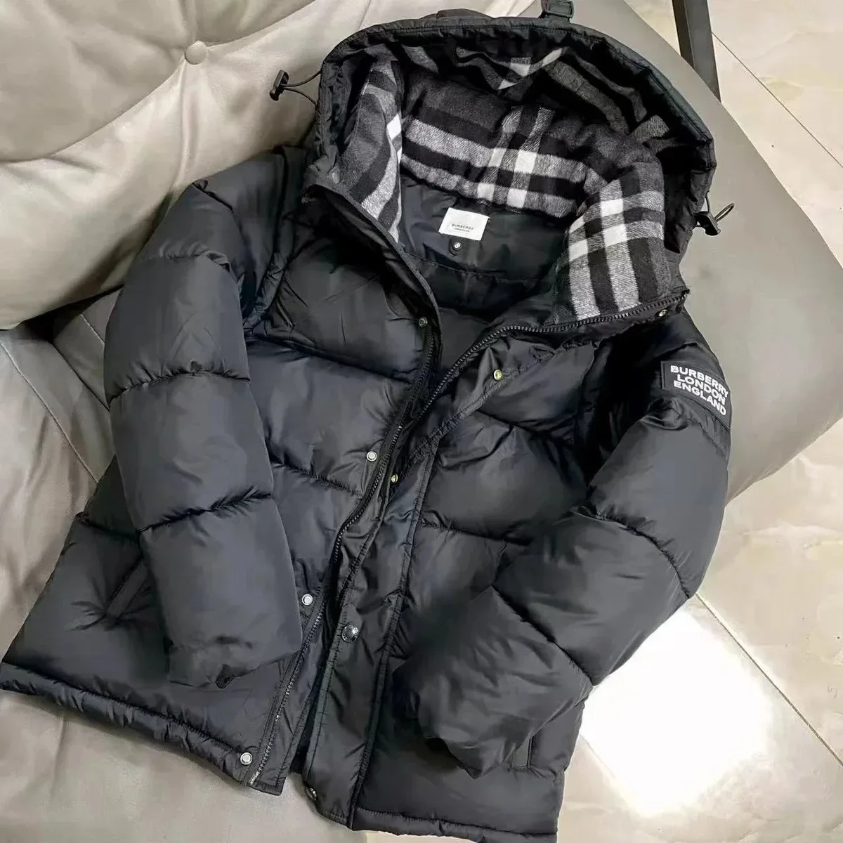 Burberry Vintage Check Black Puffer Jacket
