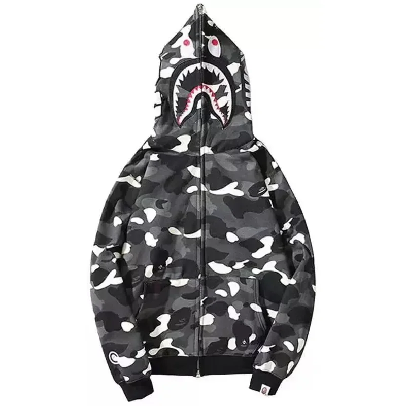 A Bathing Ape BAPE STA Camo Shark Hoodie Black/White