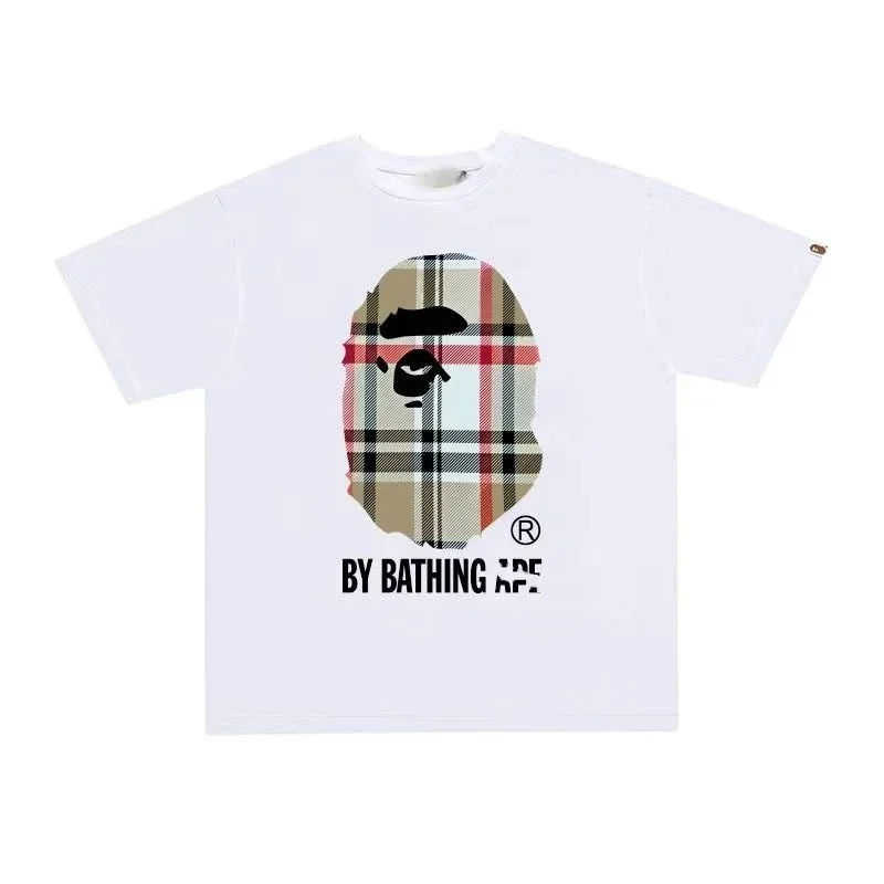 A Bathing Ape White Plaid Ape Head T-Shirt
