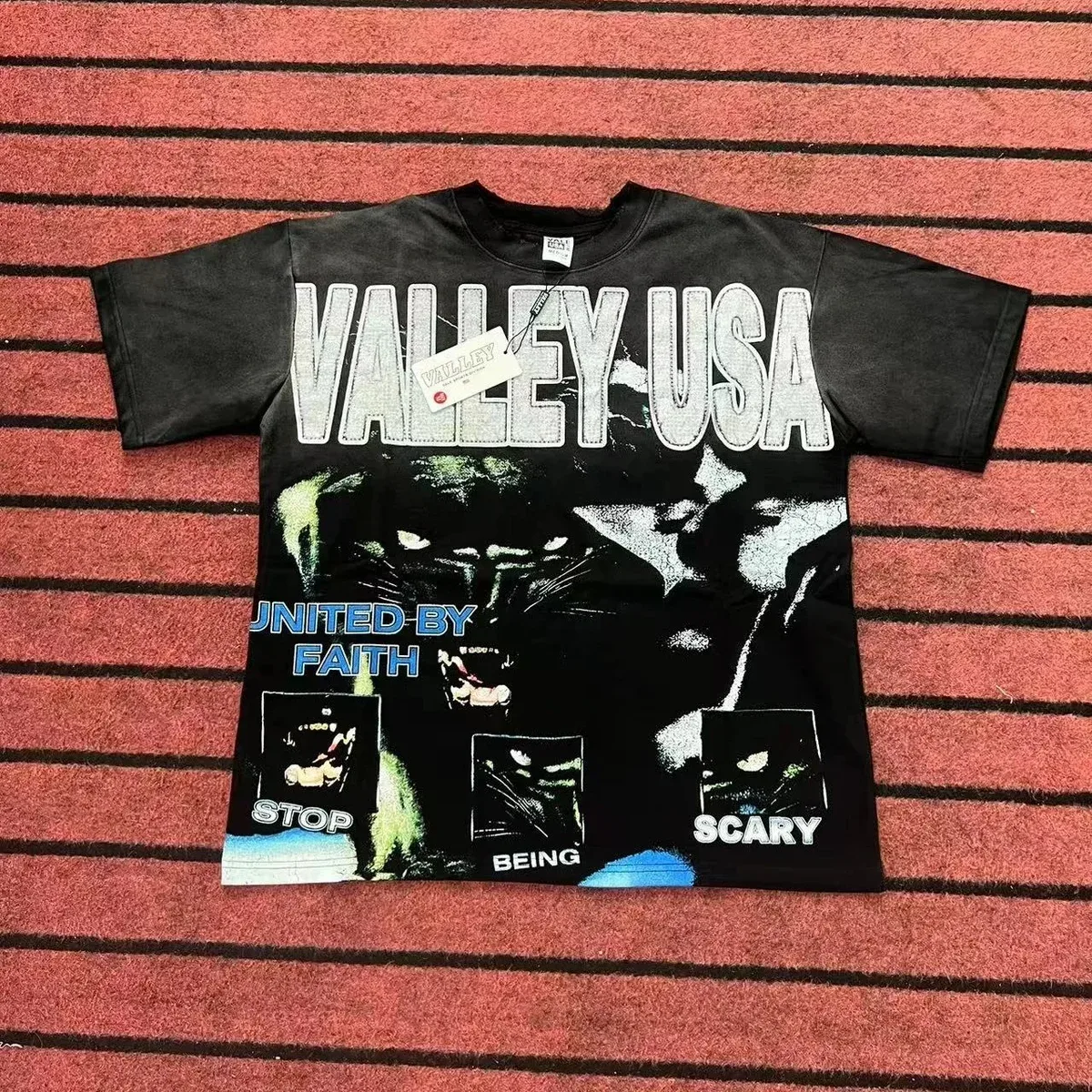 Black 'Valley USA' Graphic T-Shirt