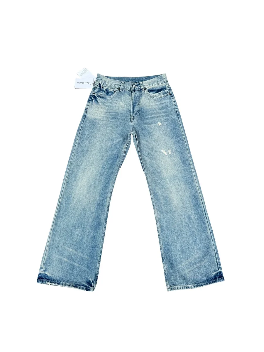 Acne Studios Face Distressed Wide Leg Jeans